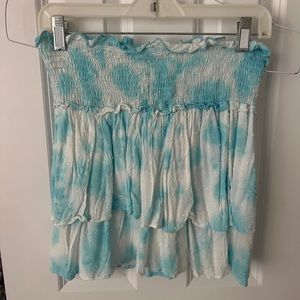 Mixology teal and white tie dye skirt